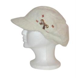 Cool hvid hat med cap og sløjfe. Køb hos Hotsjok