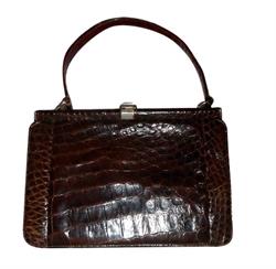 Fin brun vintage taske i krokodilleskind fra Hotsjok
