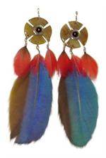 Håndlavet øreringe med papegøjefjer