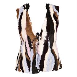Hotsjok design håndlavet vest i multicolor kanin-pels.