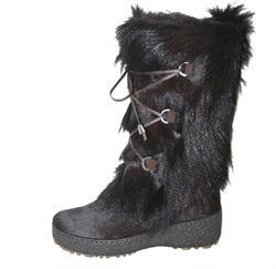 Pelsstøvle i sort langhåret ged.