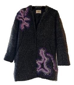 Grå vintage uldfrakke