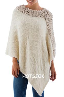 Unik creme alpaca poncho fra Hotsjok