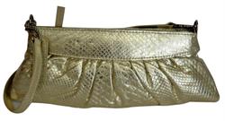 Vintage clutch skindtaske i guld.