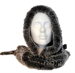 Eksklusiv grå kanin-hue med lang øreklap.