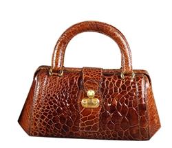 Elegant vintage krokodilletaske i cognac fra Hotsjok.