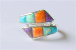 Eksklusiv ring af multicolor turkis og sterling sølv