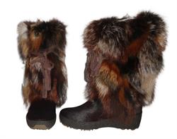 pelsstøvler med brun ræv hotsjok